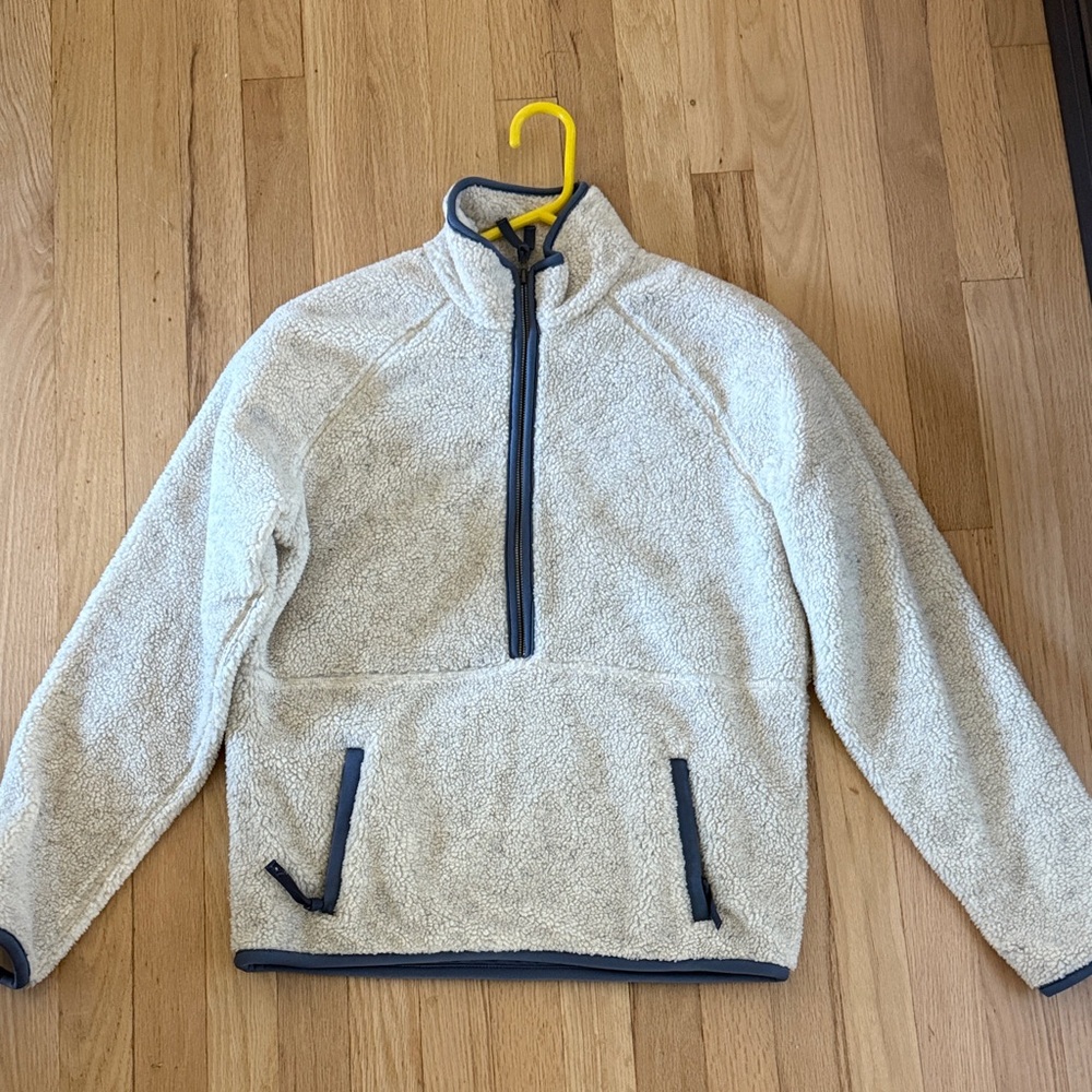 HOMAGE Cream and Navy Zip-Up Sweater